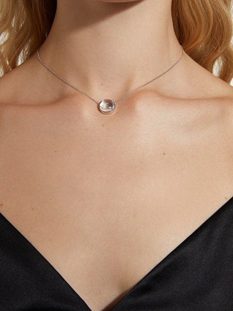 White Gold & Rock Crystal Letter "L" Necklace, 2