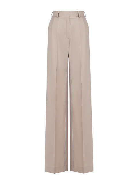 Beige Wool Wide Leg Trousers, 1 Beige Wool Wide Leg Trousers, 1