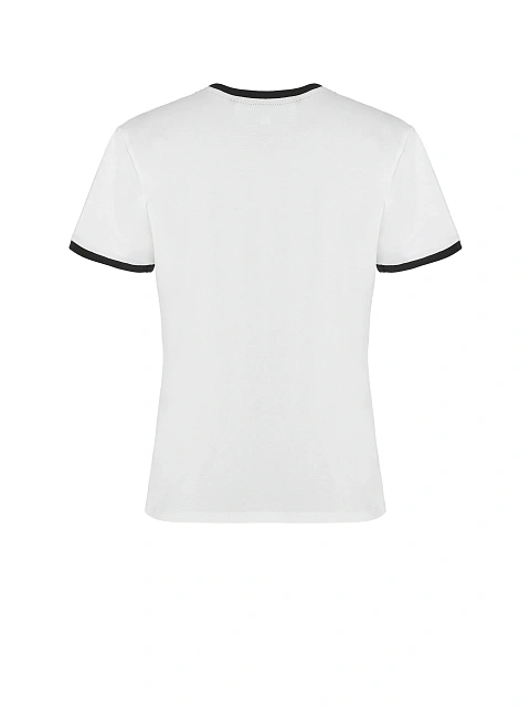 White T-shirt with print and black piping, 2 White T-shirt with print and black piping, 2