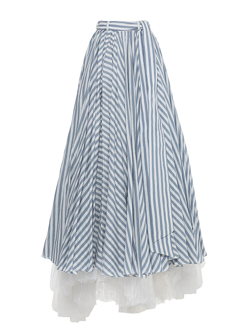 White Maxi Skirt With Blue Stripe, 1