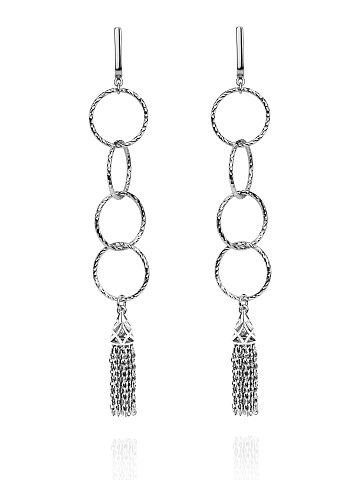 Silver Tassel Long Earings, 1