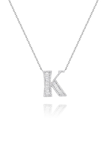 Necklace with a white gold and diamond K-shaped pendant, 1