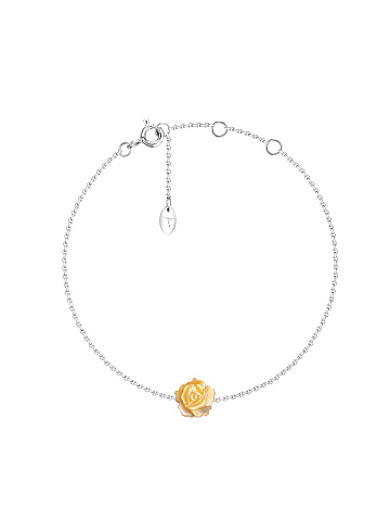 Bracelet made of white gold with a rose of yellow carved mother-of-pearl, 1