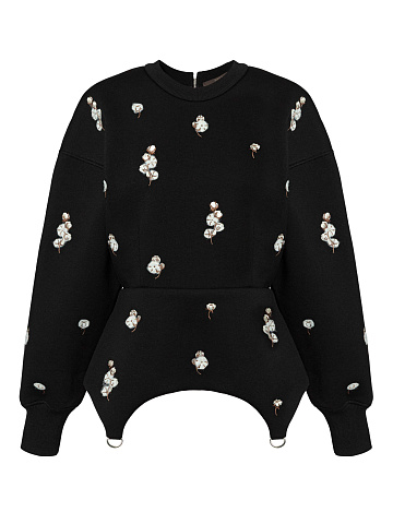 Black sweatshirt with peplum, 1