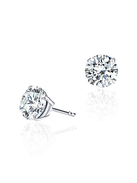 White Gold & Cubic Zirconia Earrings, 1