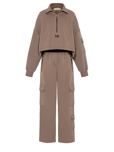 Brown Cargo Pants Jersey Suit, 1 Brown Cargo Pants Jersey Suit, 1