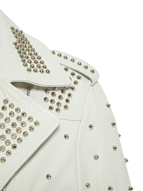 White Studded Leather Biker Jacket, 4 White Studded Leather Biker Jacket, 4