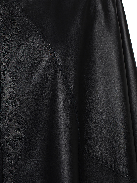 Black Fringe Leather Poncho, 4