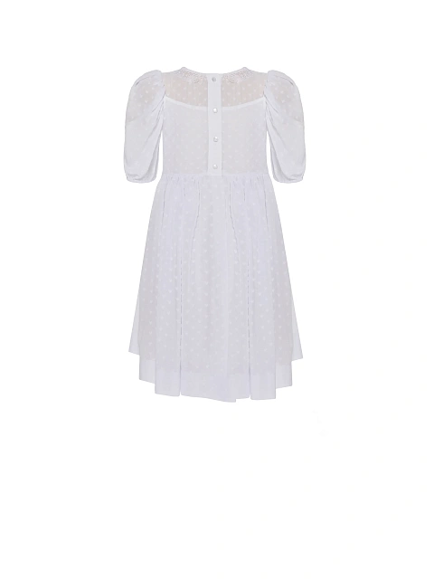 Girl's White Lace Collar Chiffon Dress, 2 Girl's White Lace Collar Chiffon Dress, 2