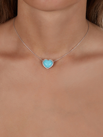 White Gold, Diamonds & Turquoise Necklace, 2