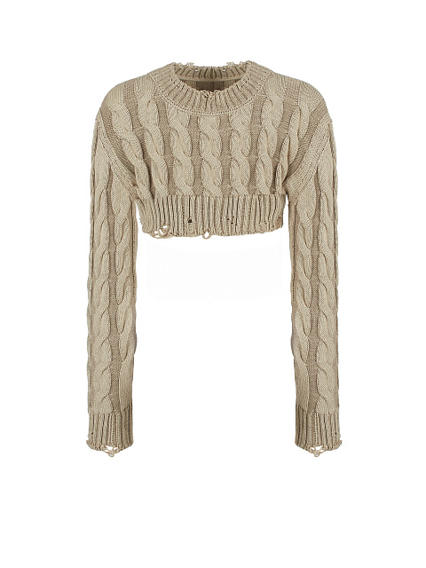 Beige Distressed Cable Knit Super Cropped Sweater, 1 Beige Distressed Cable Knit Super Cropped Sweater, 1