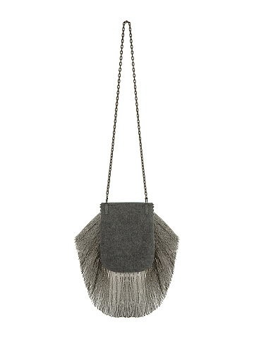 Grey Denim Crystal-Embellished Cross Bag, 2
