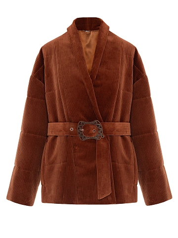 Brown Belted Velvet Jacket, 1