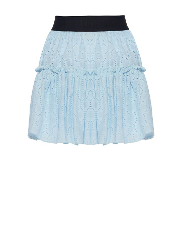 Light Blue Cotton Lace Mini Skirt, 1