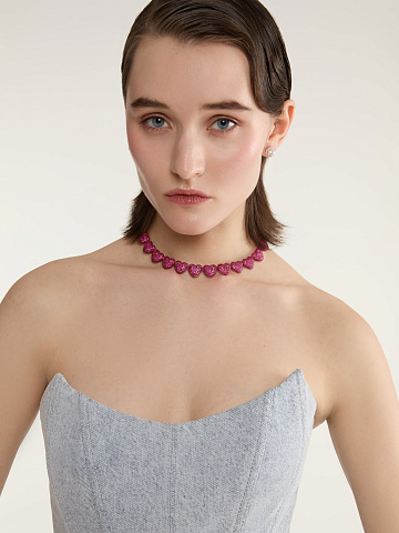 Red Rhodium Plated Gold & Heart-Shaped Ruby Necklace, 2