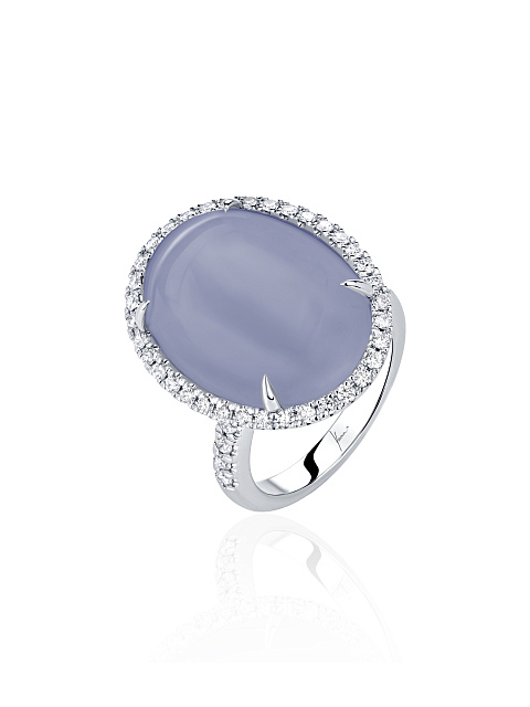 White Gold, Diamonds & Oval-cut Chalcedony Ring, 1