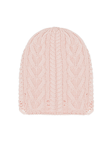 Light pink knitted cotton hat with holes, 1