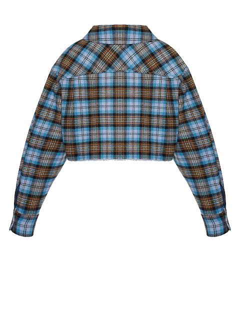 Blue Checked Cropped Faux Fur Lined Shirt, 2 Blue Checked Cropped Faux Fur Lined Shirt, 2