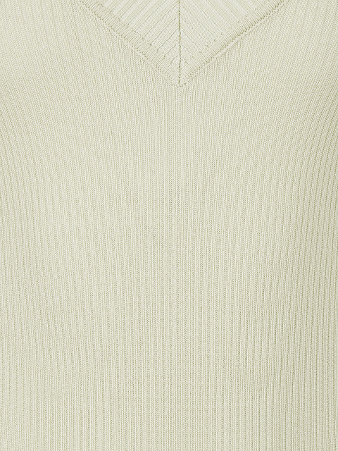 Eggshell Ribbed Cotton V-Neck Bodysuit, 4 Eggshell Ribbed Cotton V-Neck Bodysuit, 4