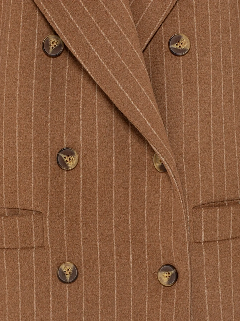 Brown Striped Double-breasted Coat, 4 Brown Striped Double-breasted Coat, 4
