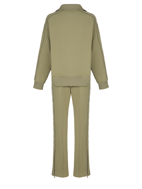 Green YD Embroidery Olive Green Jersey Suit, 2