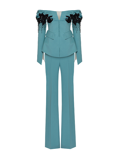 Light Blue Embroidered Pant Suit, 4 Light Blue Embroidered Pant Suit, 4