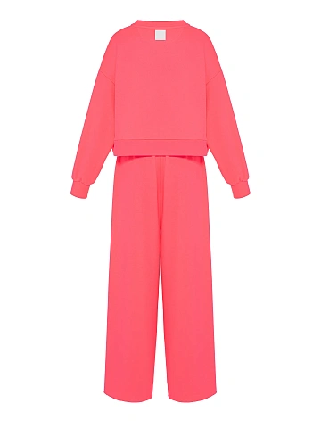 Hot Pink Jersey Wide Pants Tracksuit, 2