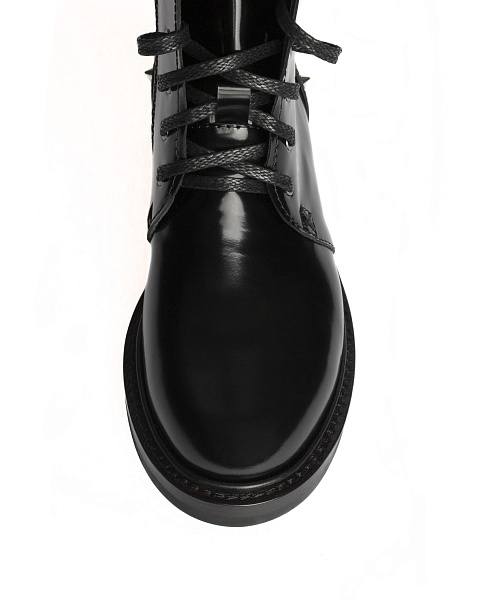 Black Patent Leather Spike Boots, 4