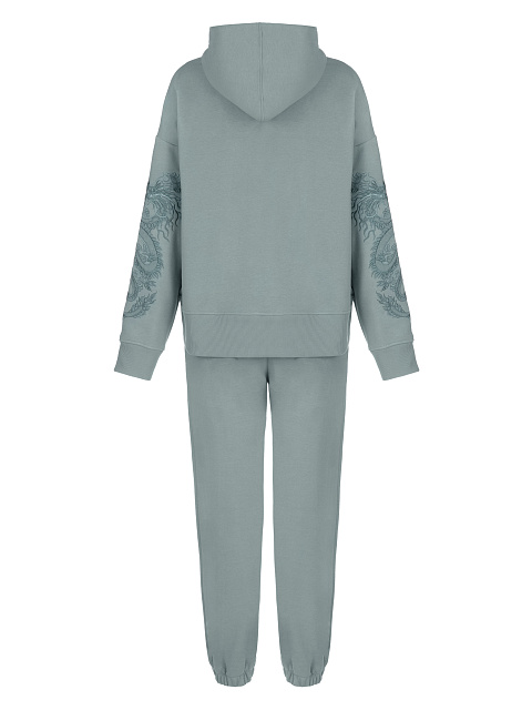 Grey & Blue Dragon Embroidered Jersey Suit, 2 Grey & Blue Dragon Embroidered Jersey Suit, 2