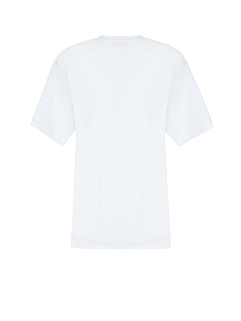 White cotton T–shirt with embroidery and rhinestones, 3 White cotton T–shirt with embroidery and rhinestones, 3