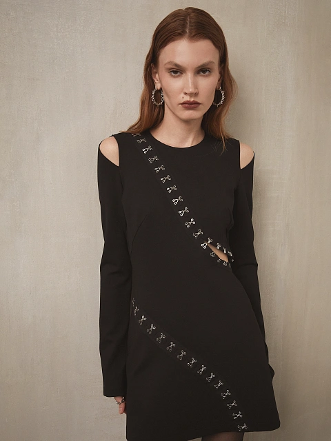 Black mini dress with slits, 5 Black mini dress with slits, 5