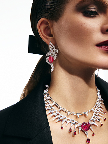 White Gold, Ruby & Diamonds Earrings, 2