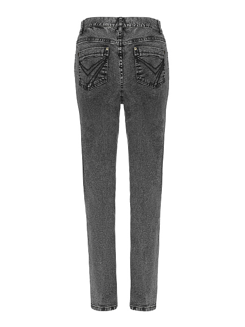 Washed Black Asymmetric Closure Jeans, 2