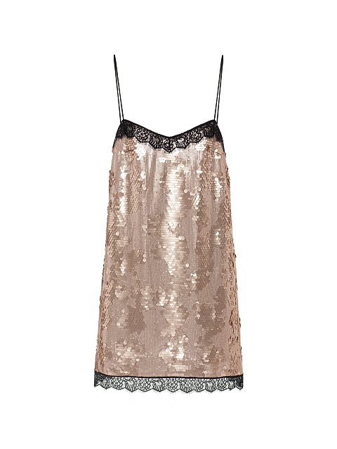 Light Pink Lace Trim Sequin Mini Dress, 1 Light Pink Lace Trim Sequin Mini Dress, 1