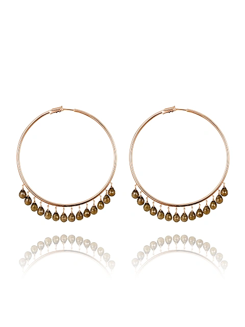 Rose Gold & Smoky Quartz Hoop Earrings, 1