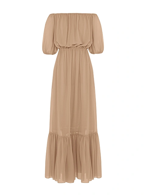 Beige Off Shoulder Maxi Dress, 1 Beige Off Shoulder Maxi Dress, 1
