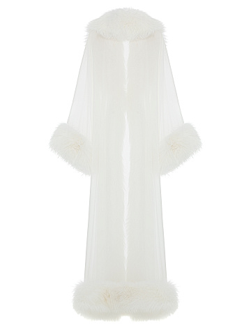 White chiffon cape with fur, 2