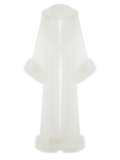 White chiffon cape with fur, 2