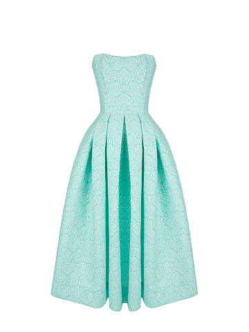 Turquiose Jacquard Midi Dress, 1