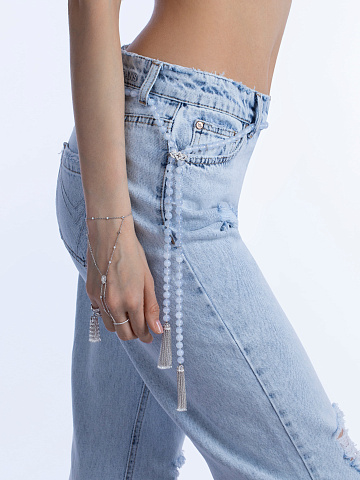 Pear Diamond & Round Diamond & White Gold & Slave Bracelet, 2