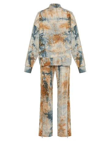 Blue & Beige Embroidered Tie-dye Cotton Tracksuit, 2