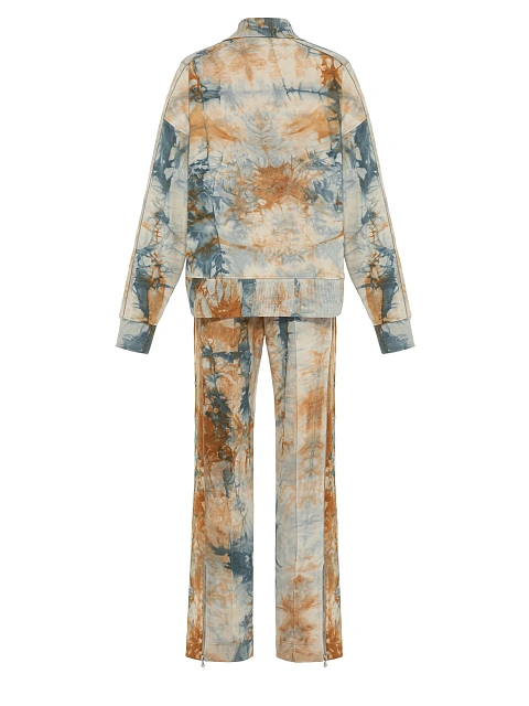 Blue & Beige Embroidered Tie-dye Cotton Tracksuit, 2 Blue & Beige Embroidered Tie-dye Cotton Tracksuit, 2