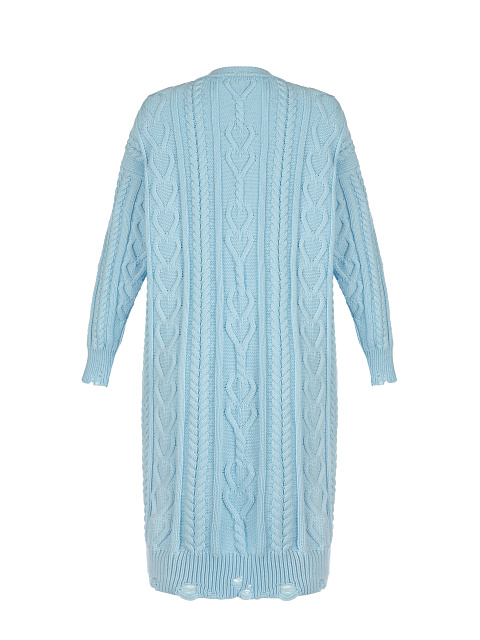 Blue Cotton Cable Knit Distressed Long Cardigan, 2 Blue Cotton Cable Knit Distressed Long Cardigan, 2