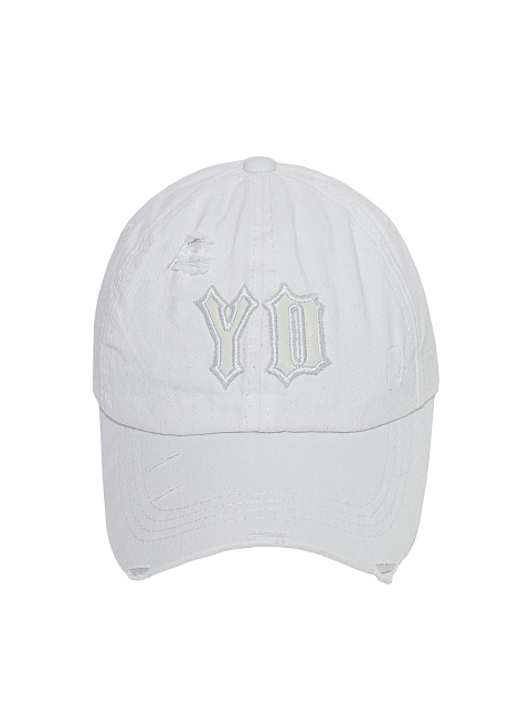 White Denim & Leather "YD" Cap, 2 White Denim & Leather "YD" Cap, 2