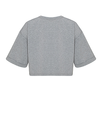Gray cropped cotton T-shirt , 2