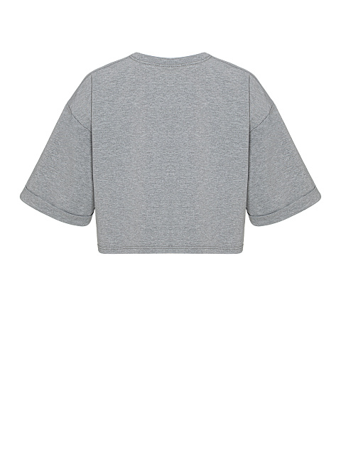 Gray cropped cotton T-shirt , 2 Gray cropped cotton T-shirt , 2