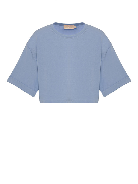 Blue Cotton Cropped T-shirt, 1 Blue Cotton Cropped T-shirt, 1