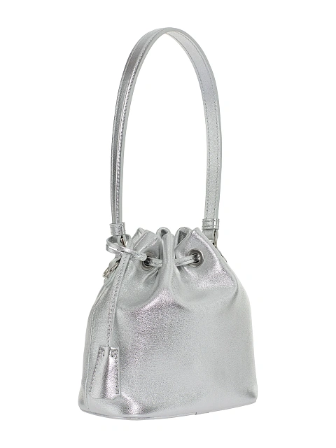 Silver Leather Pouch Bag, 2 Silver Leather Pouch Bag, 2