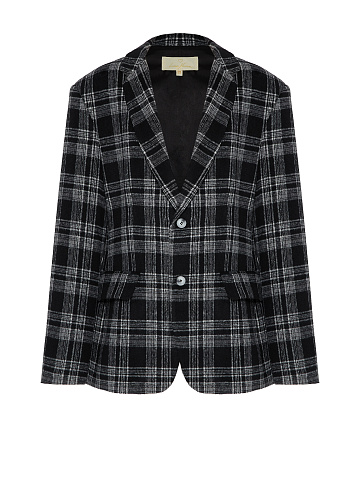 Black oversized blazer in white check, 1