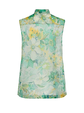 Green Floral Chiffon Blouse, 2